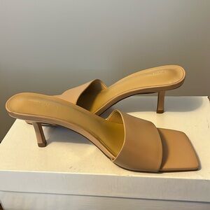 Nude, Tony Bianco leather heels in size 8. Heel height is 2 inches.